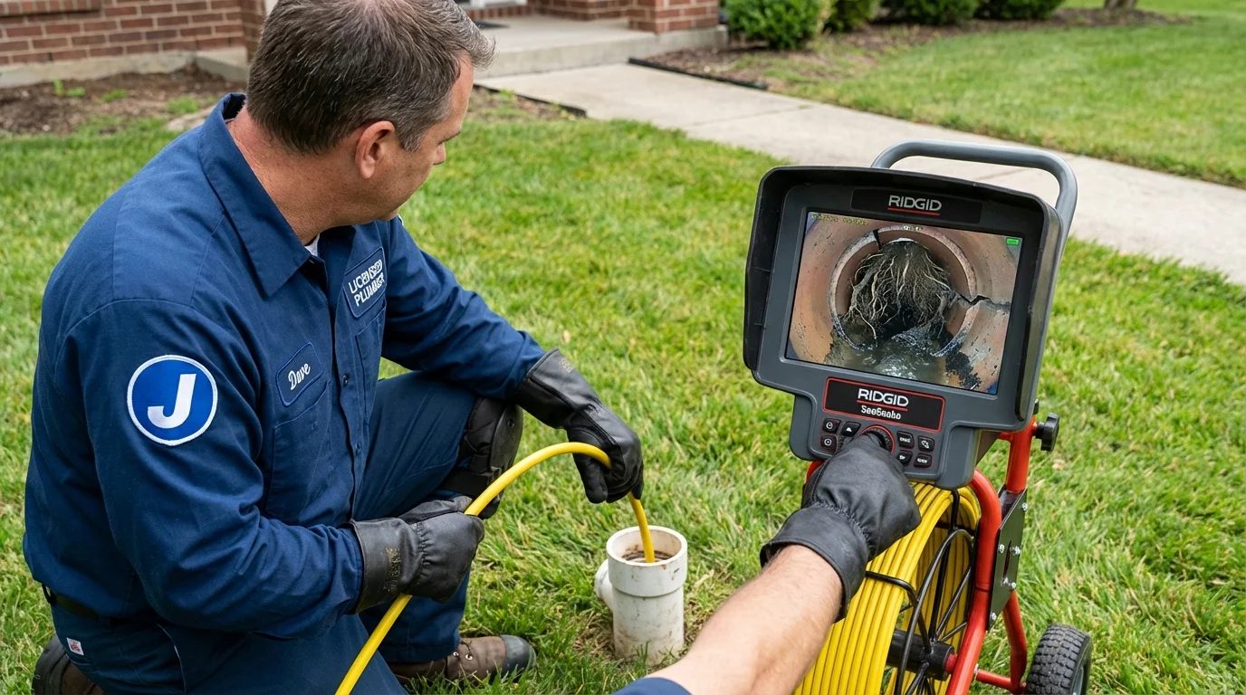 Sewer camera inspection being performed by Johns Plumbing LLC in Oberlin
