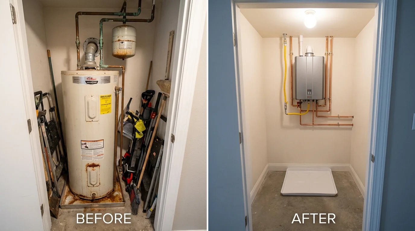 Tank water heater versus wall-mounted tankless unit comparison for Oberlin, LA homeowners